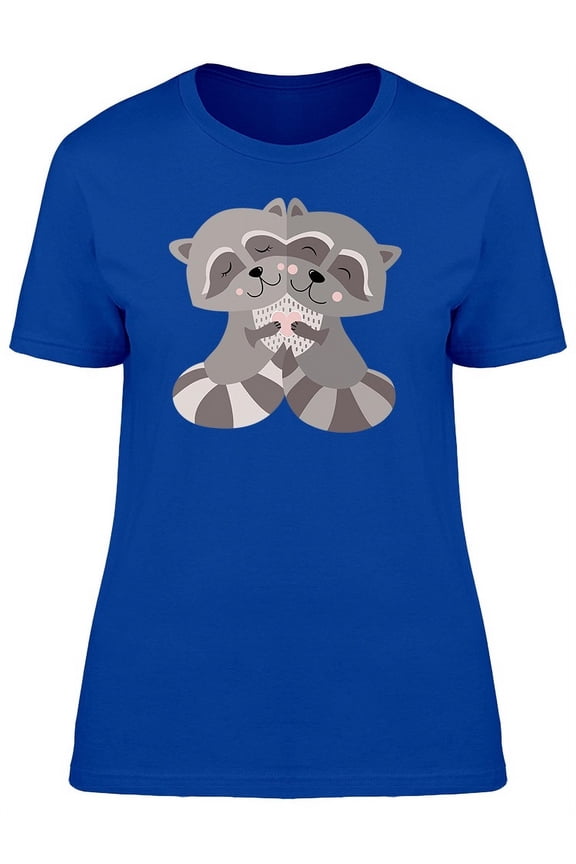 Loving Raccoon Couple T-Shirt Women -Image by Shutterstock, Female Medium