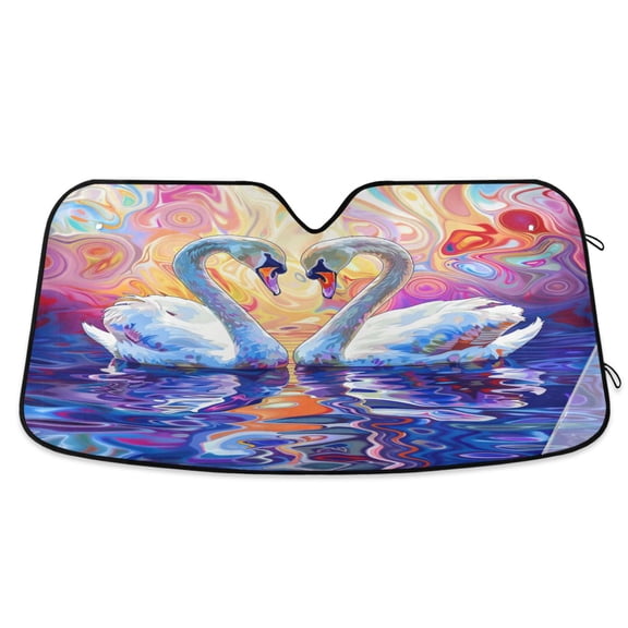 Loving Swan Car Windshield Sun Shade Foldable Car Front Window Visor Heat and UV Protection 53x23.5