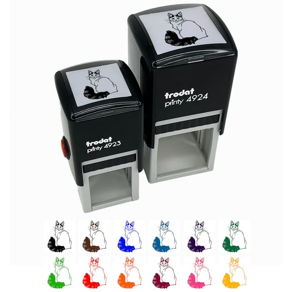 Loving Turkish Van Cat Self-Inking Rubber Stamp Ink Stamper - Fuchsia Ink - Small 1 Inch