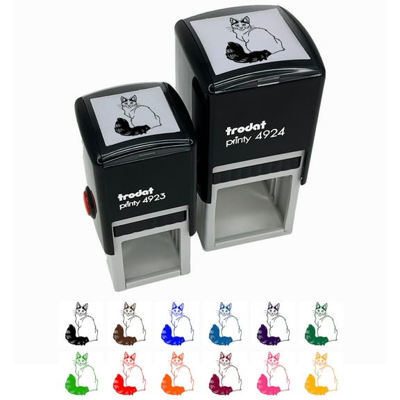 Loving Turkish Van Cat Self-Inking Rubber Stamp Ink Stamper - Red Ink - Small 1 Inch