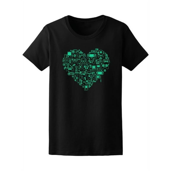 Loving Video Games Heart Collage Tee Women's -Image by Shutterstock