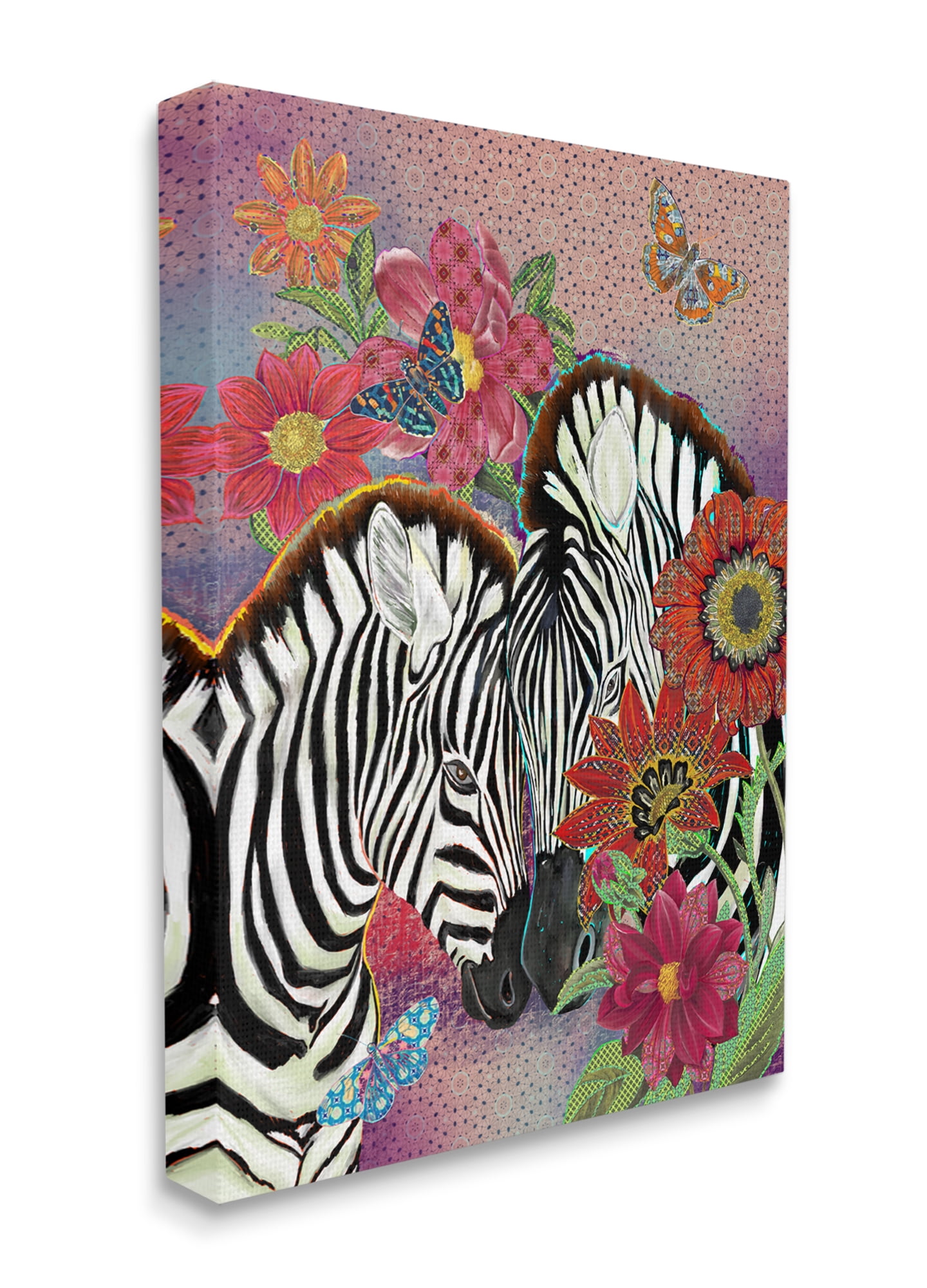 Loving Zebra Pair Over Arabesque Pattern 16 in x 20 in Painting Canvas Art Print, by Stupell Home Décor