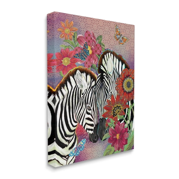 Loving Zebra Pair Over Arabesque Pattern 16 in x 20 in Painting Canvas Art Print, by Stupell Home Décor
