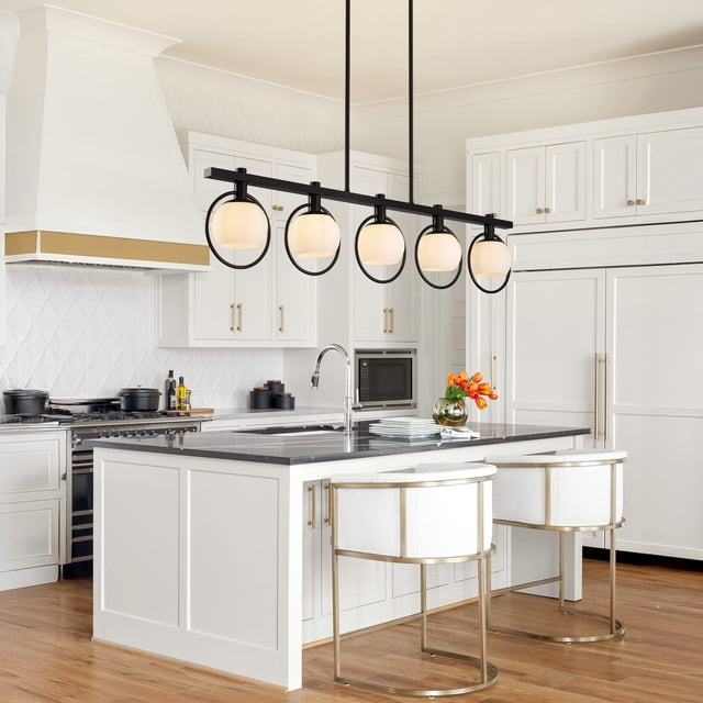 View of LovingAHome 5-Light Kitchen Island Pendant Light Metal Swivel Bars with ...