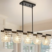 LovingAHome 5-Light Vintage Crystal Chandeliers for Dining Room Rustic Kithchen Island Pendant Light Fixtures