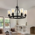 thumbnail image 1 of LovingAHome 6-Light Wagon Wheel Chandelier Black Industrial Light Fixture for Dining Room Bedroom, 1 of 7
