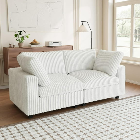 LovingAHome 78.74" Oversized Loveseat Sofa, 2 Seat Comfy Modular Sofa Couch for Living Room, Beige