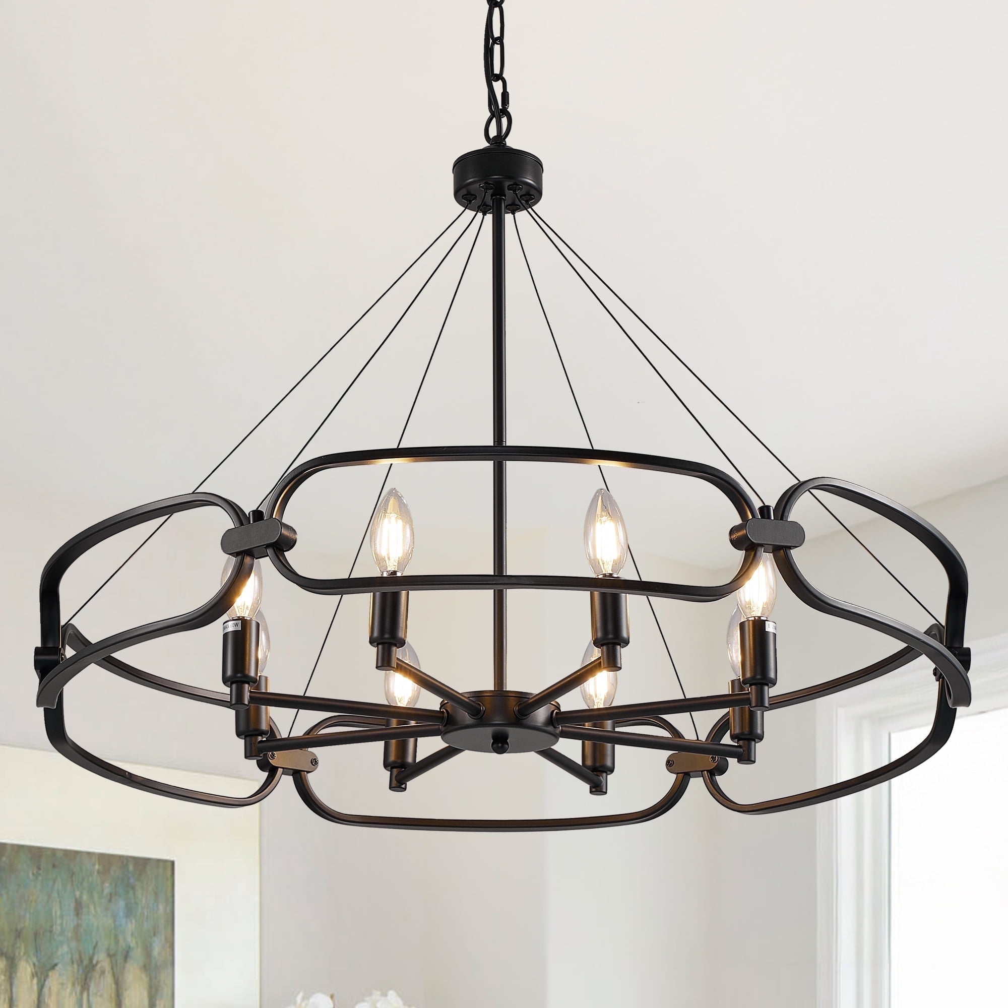 Yeeqiozr 8-Light Farmhouse Sputnik Chandelier – Adjustable Height Glass Globe Pendant For Dining Room & Kitchen Island