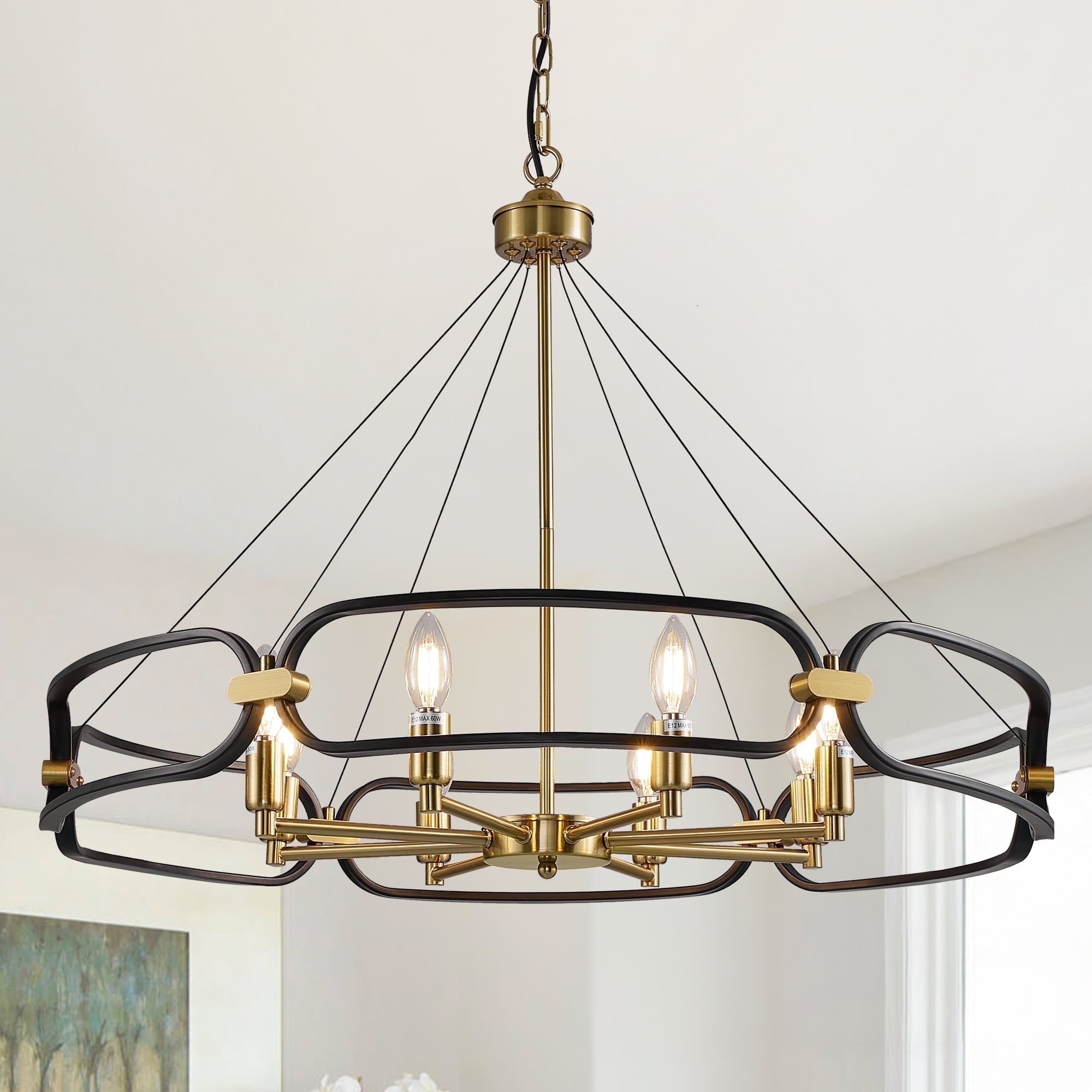 Adjustable Rustic Ceiling Light Gold 4-Light Farmhouse Drum