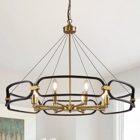 LovingAHome 8 Lights Farmhouse Chandelier Lighting for Dining Room Living Room Foyer, Black&Gold