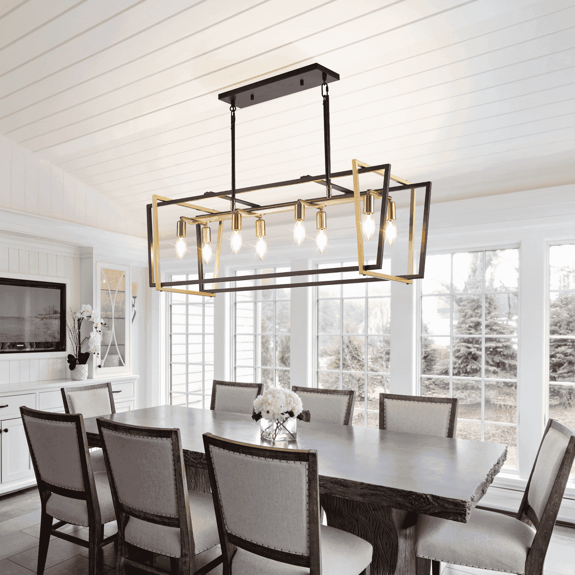Aiqidi 6-Light Antler Chandelier, Vintage Resin Deer Horn