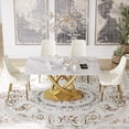 thumbnail image 1 of LovingAHome Modern White Dining Table for 4, 63'' Faux Marble Marble Sintered Stone Top with X-Shape Gold Pedestal for Kitchen/Dining Room(Table Only), 1 of 5