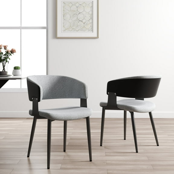 LovingAHome PU Leather Teddy Fleece Dining Chairs Set of 2,Kitchen Chairs for Living Room/Restaurant