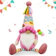 thumbnail image 1 of Molumo Birthday Gifts for Women, Mom, Girls, Grandma - Happy Birthday Gnome Decorations for Party, Table - Birthday Plush Gnomes Couple - Birthday Decor (Pink), 1 of 9