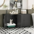 thumbnail image 1 of Lovinouse Cat  Litter Box Enclosure, Large Hidden Decorative Litterbox Cabinet Furniture with Magnetic Doors, Cat Hole and Raised Bottom for 2 Cats, Black(47.2"x 19.7"x 23.6"), 1 of 7