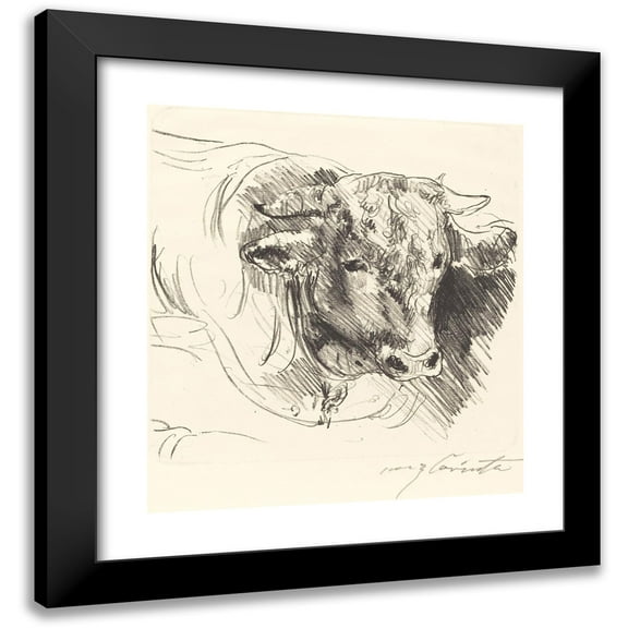 Lovis Corinth 12x13 Black Modern Framed Museum Art Print Titled - Head of a Steer (Stierkopf) (1912)