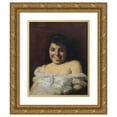 thumbnail image 1 of Lovis Corinth 12x14 Gold Ornate Wood Frame and Double Matted Museum Art Print Titled - Laughing Girl (1883), 1 of 4