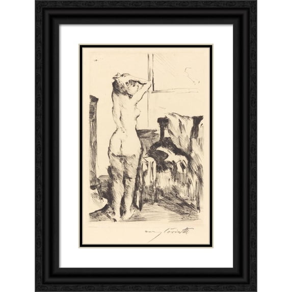 Lovis Corinth 13x18 Black Ornate Wood Framed Double Matted Museum Art Print Titled - Study of a Model (Modellstudie) (1916)