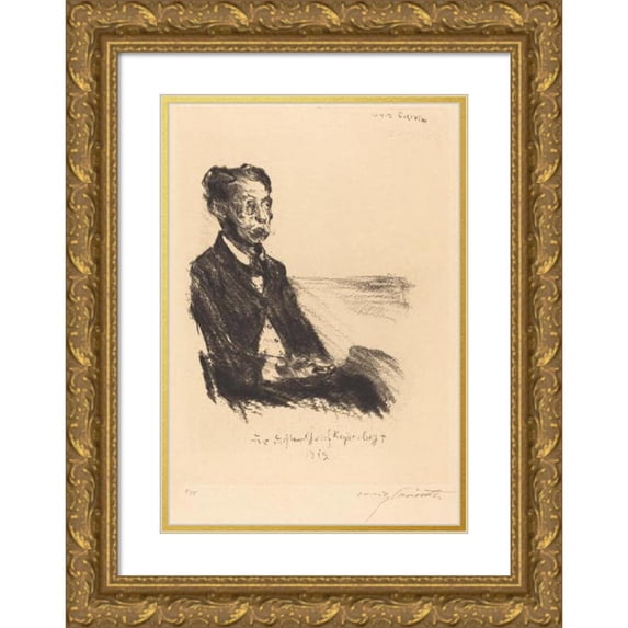 Lovis Corinth 18x24 Gold Ornate Framed and Double Matted Museum Art Print Titled - Count Kyserling (Portrait of Count Keyserling) (1919)