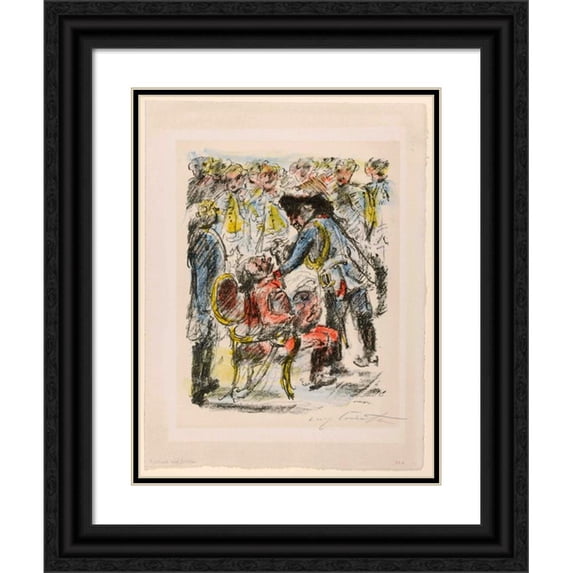 Lovis Corinth 19x24 Black Ornate Framed Double Matted Museum Art Print Titled: Old Fritz and the Old Ziethen 'He Just Stays Calmly' (1921)