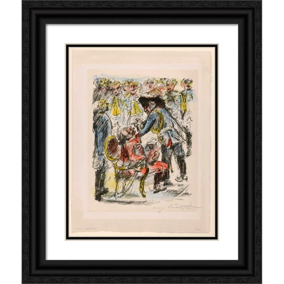 Lovis Corinth 19x24 Black Ornate Framed Double Matted Museum Art Print Titled: Old Fritz and the Old Ziethen 'He Just Stays Calmly' (1921)