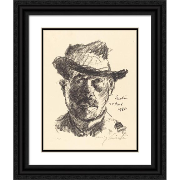 Lovis Corinth 19x24 Black Ornate Framed Double Matted Museum Art Print Titled: Self-Portrait (Self-Portrait) II (1920)