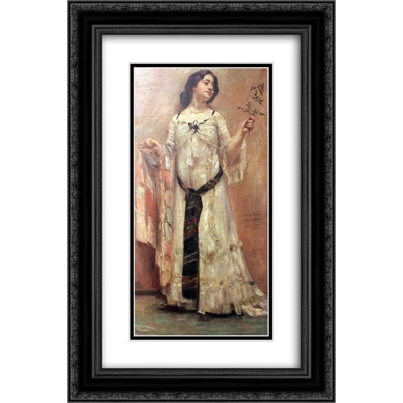 Lovis Corinth 2x Matted 16x24 Black Ornate Framed Art Print 'Portrait of Charlotte Berend in white dress'