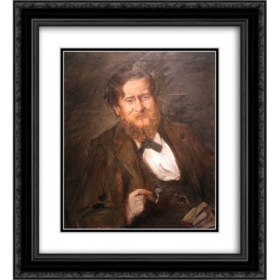 Lovis Corinth 2x Matted 20x22 Black Ornate Framed Art Print 'Portrait of the Painter Fritz Rumpf'