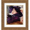thumbnail image 1 of Lovis Corinth 2x Matted 20x24 Gold Ornate Framed Art Print 'Portrait of a Woman in a Purple Hat', 1 of 2