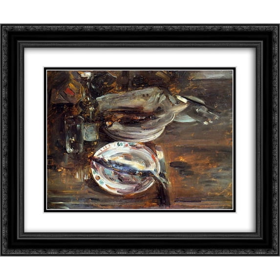 Lovis Corinth 2x Matted 24x20 Black Ornate Framed Art Print 'Cat's Breakfast'