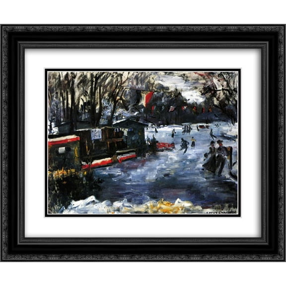 Lovis Corinth 2x Matted 24x20 Black Ornate Framed Art Print 'Ice Skating Rink in The Tiergarten-Berlin'