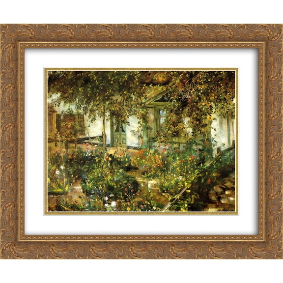 Lovis Corinth 2x Matted 24x20 Gold Ornate Framed Art Print 'Farmyard in Bloom'
