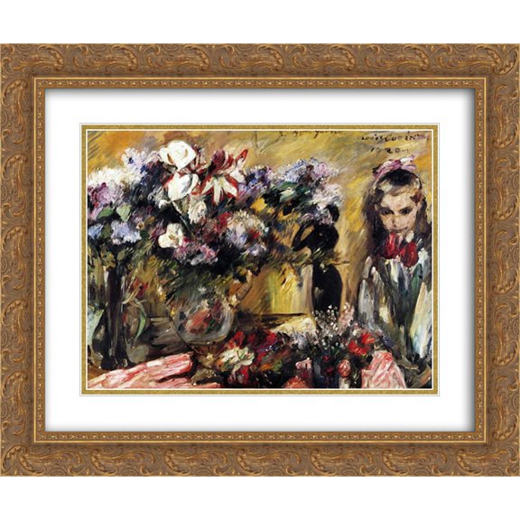 Lovis Corinth 2x Matted 24x20 Gold Ornate Framed Art Print 'Flowers and Wilhelmine'
