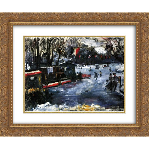 Lovis Corinth 2x Matted 24x20 Gold Ornate Framed Art Print 'Ice Skating Rink in The Tiergarten-Berlin'