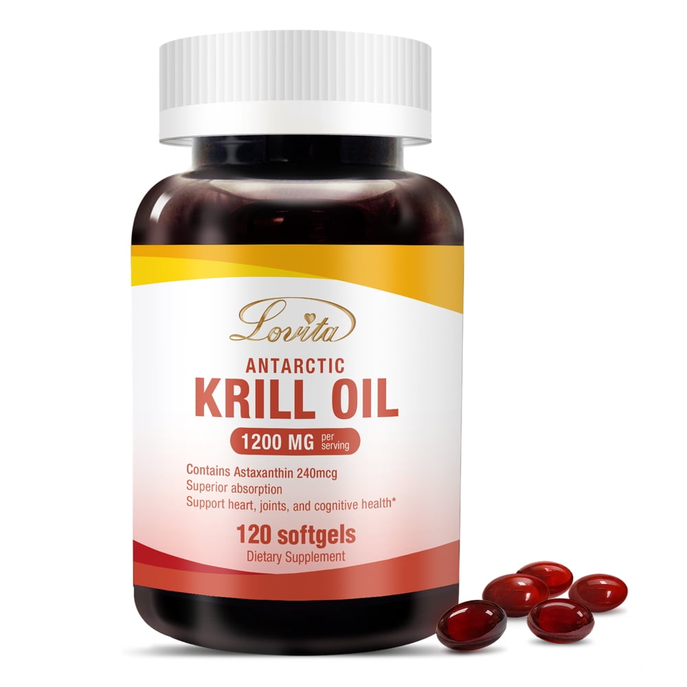 Lovita Krill Oil 1200mg with Astaxanthin, EPA DHA Omega 3 Supplement