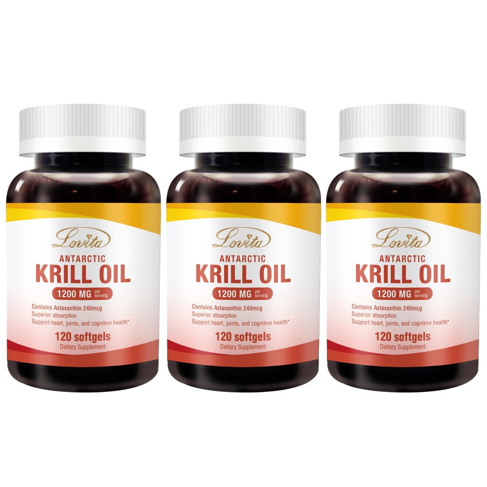 Lovita Krill Oil 1200mg with Astaxanthin, EPA DHA Omega 3 Supplement