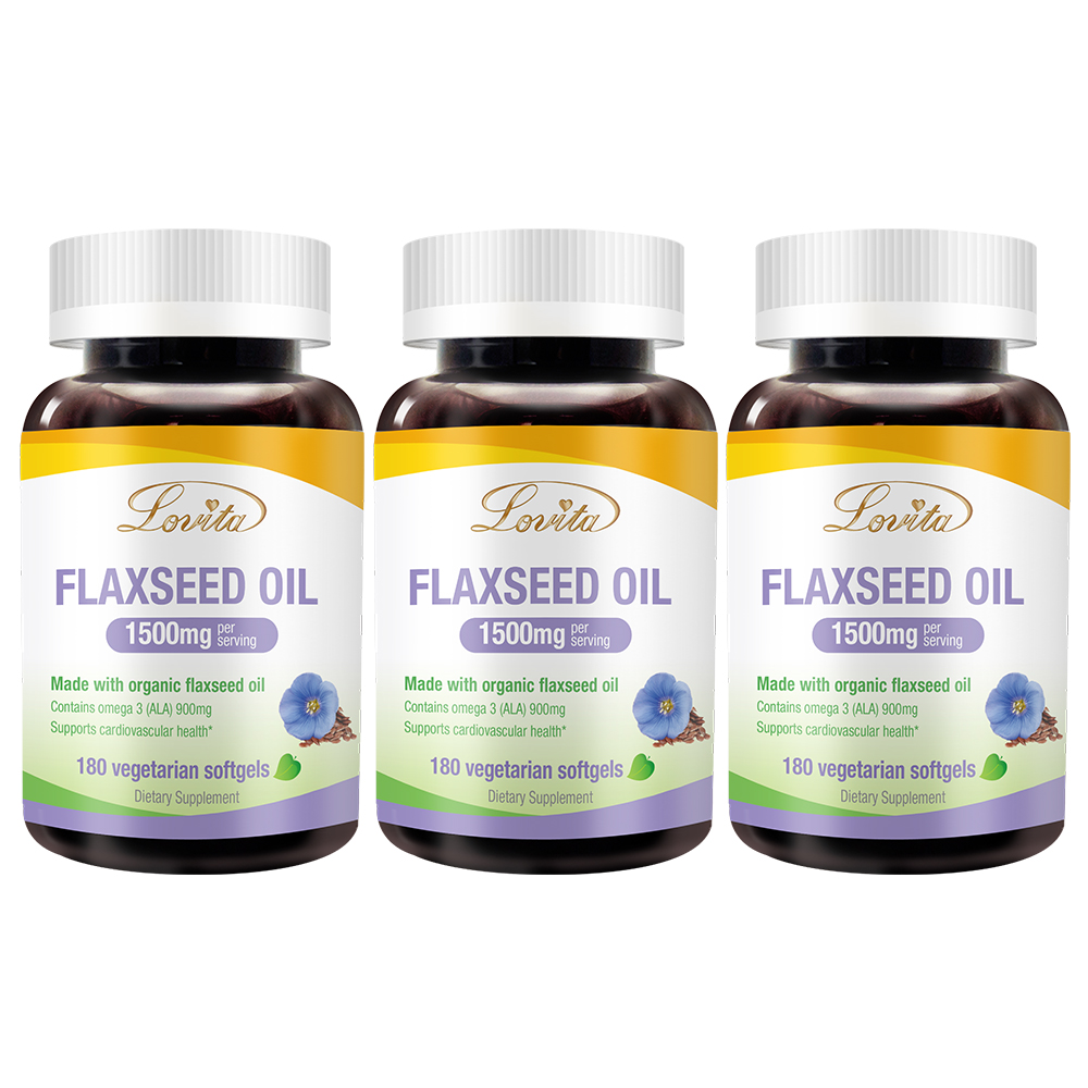 Lovita Organic Flaxseed Oil 1500mg with Max 900mg ALA, High Potent ALA