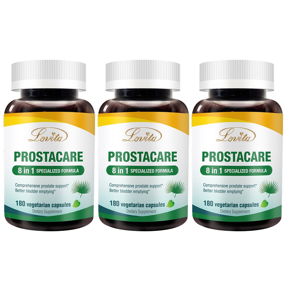 Lovita Prostate Health 8 in 1 Exclusive Prostate Supplements for Men with Saw Palmetto, Stinging Nettle, Lycopene 180 Veggie Capsules (Pack of 3)