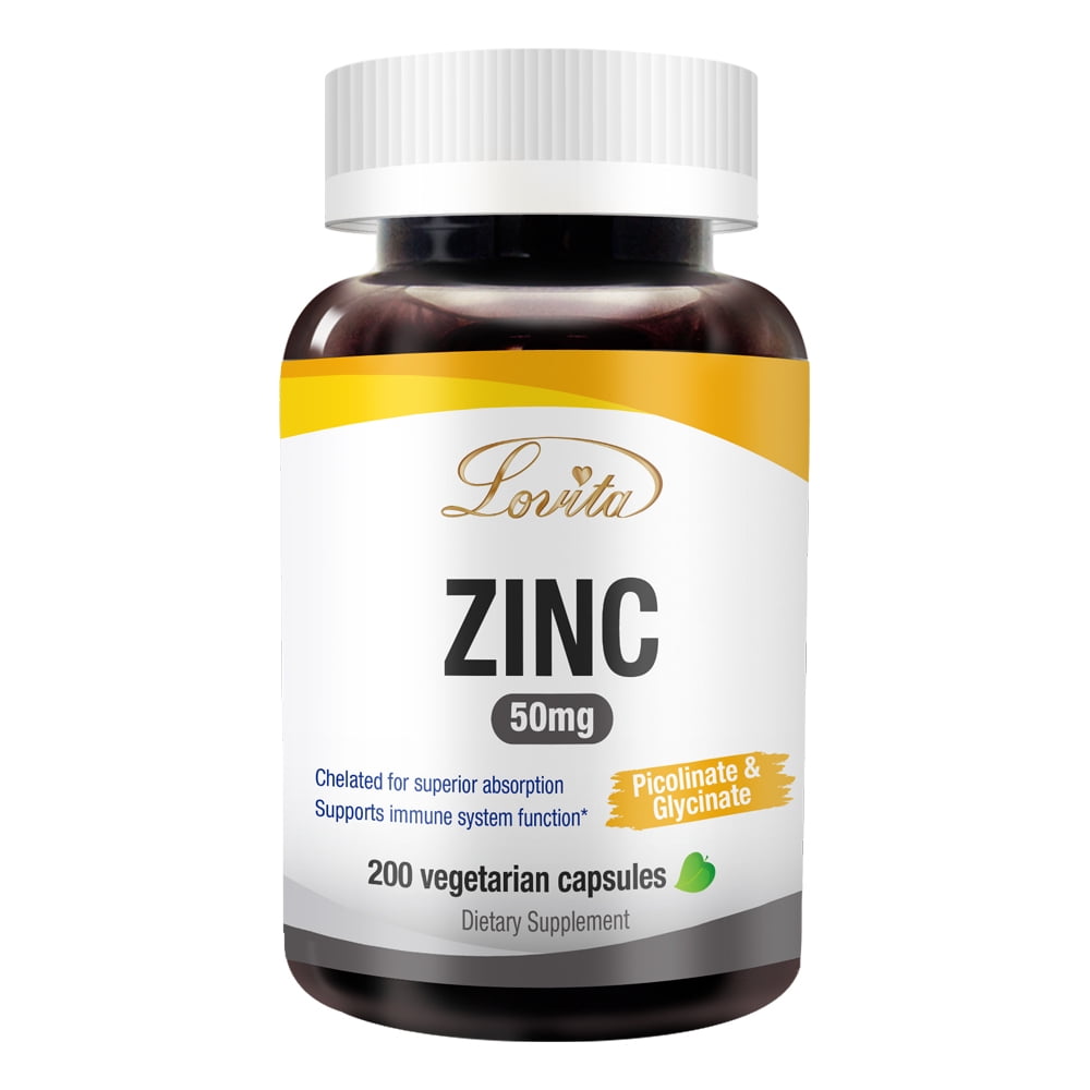 Lovita Zinc 50mg Potent HighlyAbsorbed Chelated Zinc Supplements