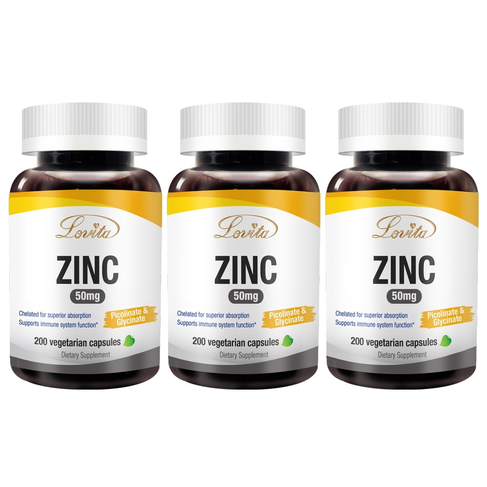 Lovita Zinc 50mg Potent HighlyAbsorbed Chelated Zinc Supplements
