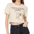 thumbnail image 1 of Lovito Casual Animal Embroidery Crop Waffle T-Shirts for Women, 1 of 5