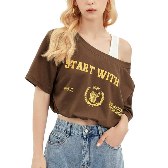 Lovito Casual Letter 2 In 1 Halter Neck T-Shirt