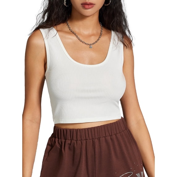 Lovito Casual Plain 2 Pcs Basic Sleeveless Rib-Knit Tops
