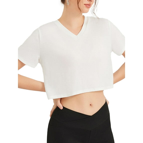 Lovito Casual Plain Basic V Neck T-Shirt