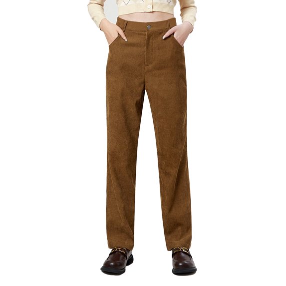 Lovito Casual Plain Corduroy Tapered Women Pants
