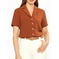 thumbnail image 1 of Lovito Casual Plain Lapel Button Front Women Blouse, 1 of 5