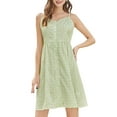 thumbnail image 1 of Lovito Casual Plain Ruffle Hem Button Spaghetti Strap Dress, 1 of 5