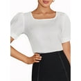 thumbnail image 1 of Lovito Casual Plain Square Neck Puff Sleeve Women Blouse, 1 of 1
