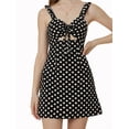 thumbnail image 1 of Lovito Casual Polka Dot Drawstring Cut Out Ruffle Dress, 1 of 5