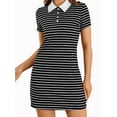 thumbnail image 1 of Lovito Casual Striped Contrast Collar Button Ribknit Dress, 1 of 5